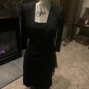 Black sleeveless cocktail dress with jacket